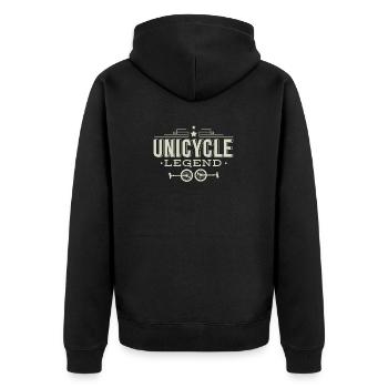 Unicycle Legend Funny Einrad - Unisex Premium Bio Zip Hoodie - Schwarz - Hinten - Nico (187cm)