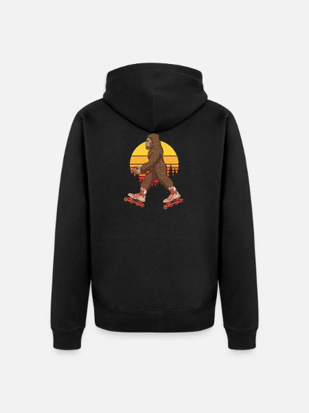 Funny roller skating cartoon art - Unisex Premium Organic Zip Hoodie - black