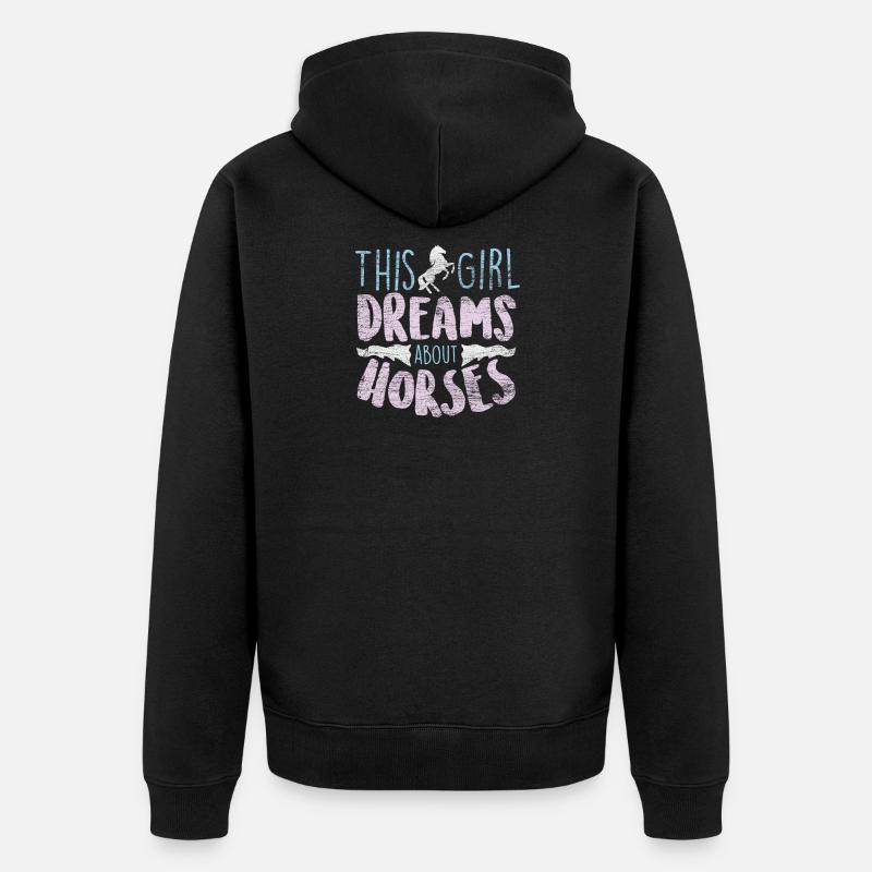 Cheval cheval fille - Veste à capuche bio Premium Unisexe - noir
