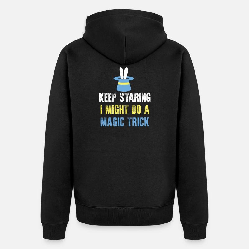 Zauberer Magier Hase - Unisex Premium Bio Zip Hoodie - Schwarz