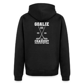Eishockey Torhüter - Unisex Premium Bio Zip Hoodie - Schwarz - Hinten - Nico (187cm)