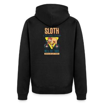 Sloth cycling team - Unisex Premium Organic Zip Hoodie - black - Back - Nico (187cm)
