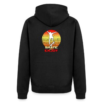 Skateboard Retro skate and enjoy - Unisex Premium Bio Zip Hoodie - Schwarz - Hinten - Nico (187cm)