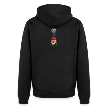 Krawatte - Unisex Premium Bio Zip Hoodie - Schwarz - Hinten - Nico (187cm)