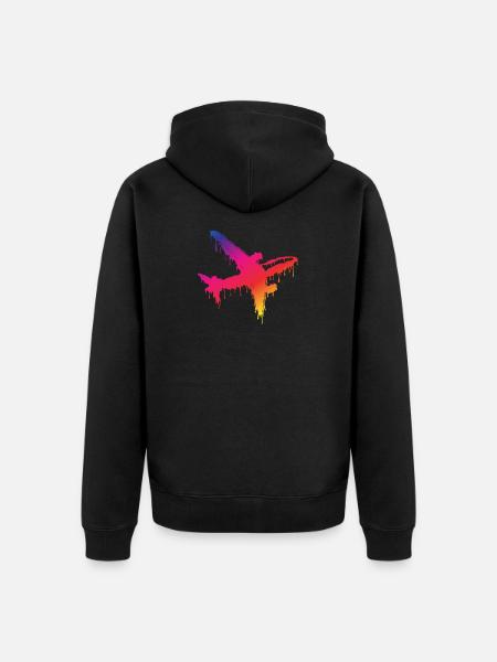 plane - Unisex Premium Organic Zip Hoodie - black