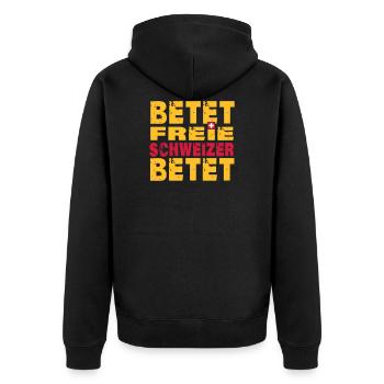 Betet freie Schweizer betet - Unisex Premium Bio Zip Hoodie - Schwarz - Hinten - Nico (187cm)