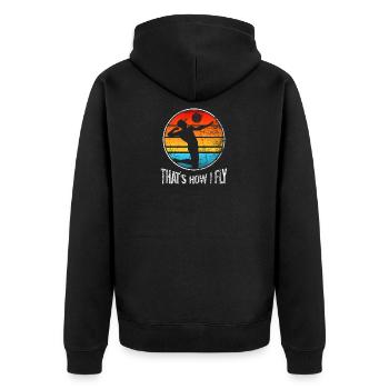 Volleyballer Volleyball - Unisex Premium Bio Zip Hoodie - Schwarz - Hinten - Nico (187cm)