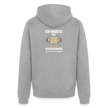 Geschenk zum 35. Geburtstag 35 Jahre lustig - Unisex Premium Bio Zip Hoodie - Grau meliert - Hinten - Nico (187cm)