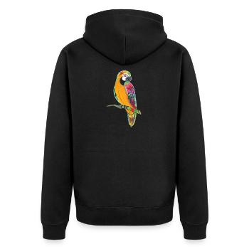 Papagei - Unisex Premium Bio Zip Hoodie - Schwarz - Hinten - Nico (187cm)
