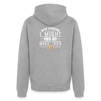 Magier Zuschauer - Unisex Premium Bio Zip Hoodie - Grau meliert - Hinten - Nico (187cm)