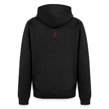 Chilischote - Unisex Premium Bio Zip Hoodie - Schwarz - Hinten - Nico (187cm)