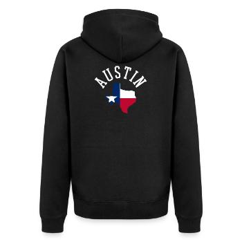 Armoiries du Texas Austin - Veste à capuche bio Premium Unisexe - noir - Dos - Nico (187cm)