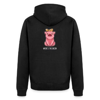 Where's The Bacon Foodie And Bacon Lover Gift - Unisex Premium Organic Zip Hoodie - black - Back - Nico (187cm)