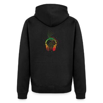 Reggae - Unisex Premium Bio Zip Hoodie - Schwarz - Hinten - Nico (187cm)