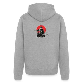 Japan Flag Samurai Japanese military gift - Unisex Premium Organic Zip Hoodie - heather grey - Back - Nico (187cm)