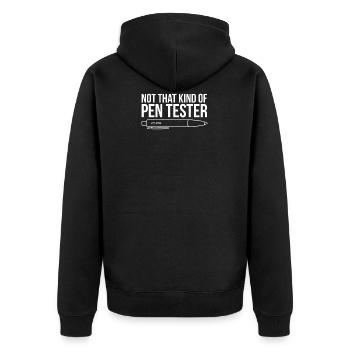 Nicht so ein lustiger Hacker für Pen-Tester - Unisex Premium Bio Zip Hoodie - Schwarz - Hinten - Nico (187cm)