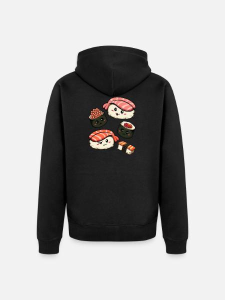 Kawaii sushi lovers - Unisex Premium Organic Zip Hoodie - black