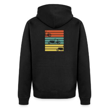 Fahrradkurier Fahrrad Lastenrad Radsport - Unisex Premium Bio Zip Hoodie - Schwarz - Hinten - Nico (187cm)