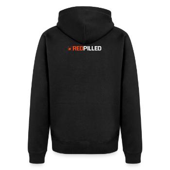 Rote Pille - rote Pille - rote Pille - Unisex Premium Bio Zip Hoodie - Schwarz - Hinten - Nico (187cm)
