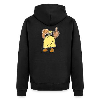 Sack doigt du milieu index de la main - Veste à capuche bio Premium Unisexe - noir - Dos - Nico (187cm)