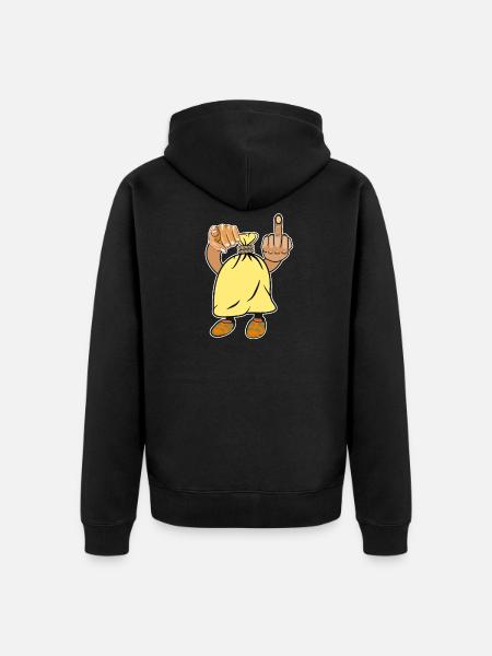 Sack Mittelfinger Hand Zeigefinger - Unisex Premium Bio Zip Hoodie - Schwarz