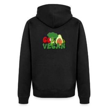 vegan, veganer, Go Vegan - Unisex Premium Bio Zip Hoodie - Schwarz - Hinten - Nico (187cm)