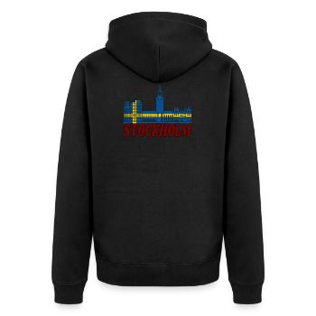 Sweden, Stockholm - Unisex Premium Organic Zip Hoodie - black - Back - Nico (187cm)