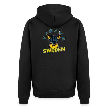 Schweden, Wikinger - Unisex Premium Bio Zip Hoodie - Schwarz - Hinten - Nico (187cm)