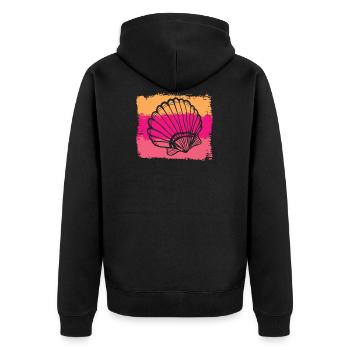 Muschel - Unisex Premium Bio Zip Hoodie - Schwarz - Hinten - Nico (187cm)