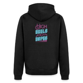 High Heels - Unisex Premium Bio Zip Hoodie - Schwarz - Hinten - Nico (187cm)