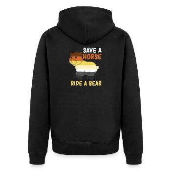 Rette einen Ausritt Ein Bär Gay Pride - Unisex Premium Bio Zip Hoodie - Schwarz - Hinten - Nico (187cm)