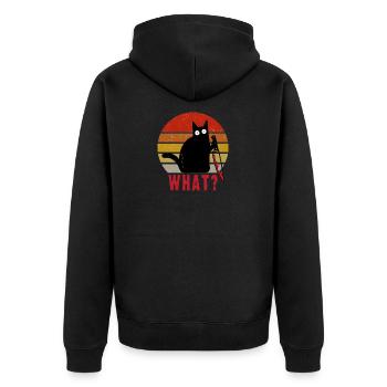 Chat noir au couteau quoi ? - Veste à capuche bio Premium Unisexe - noir - Dos - Nico (187cm)