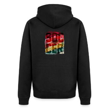 Soccer Retro - Unisex Premium Bio Zip Hoodie - Schwarz - Hinten - Nico (187cm)
