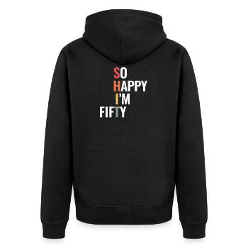 Funny Fifty Years Old 50 Fiftieth Birthday Gift - Unisex Premium Organic Zip Hoodie - black - Back - Nico (187cm)