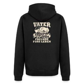 Vater und Sohn - Unisex Premium Bio Zip Hoodie - Schwarz - Hinten - Nico (187cm)