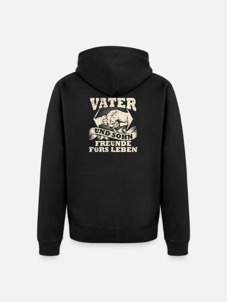Vater und Sohn - Unisex Premium Bio Zip Hoodie - Schwarz