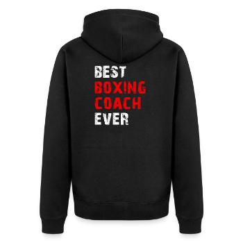 best boxing coach ever - Unisex Premium Organic Zip Hoodie - black - Back - Nico (187cm)