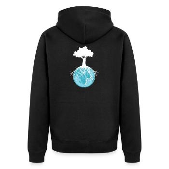 Welt-Baum-Wurzeln Umweltschützer und Naturliebhabe - Unisex Premium Bio Zip Hoodie - Schwarz - Hinten - Nico (187cm)