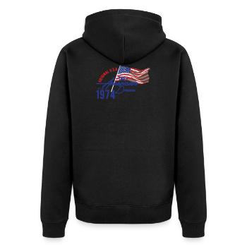USA - American Dream - Unisex Premium Bio Zip Hoodie - Schwarz - Hinten - Nico (187cm)