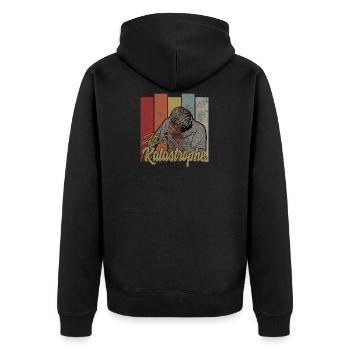 Alter Katastrophe - lustiger Spruch vintage retro - Unisex Premium Bio Zip Hoodie - Schwarz - Hinten - Nico (187cm)