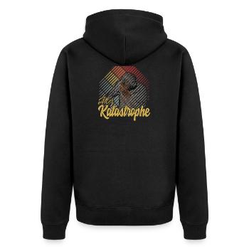 Alter Katastrophe - lustiger Spruch vintage retro - Unisex Premium Bio Zip Hoodie - Schwarz - Hinten - Nico (187cm)