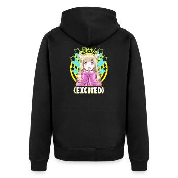 Anime Japanese Girl Manga Excited Face Cute Otaku - Unisex Premium Organic Zip Hoodie - black - Back - Nico (187cm)