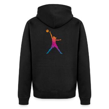 basketball Frauen silhouette retro - Unisex Premium Bio Zip Hoodie - Schwarz - Hinten - Nico (187cm)