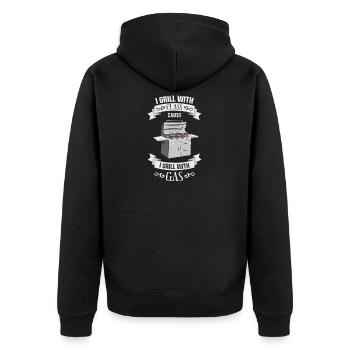 Gas grill grilling BBQ gas grill grill master - Unisex Premium Organic Zip Hoodie - black - Back - Nico (187cm)