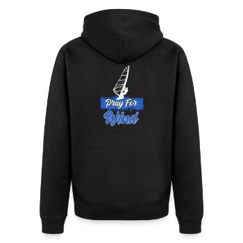 Windsurfing Pray For Wind - Unisex Premium Organic Zip Hoodie - black - Back - Nico (187cm)