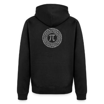 Pi Mathematik - Unisex Premium Bio Zip Hoodie - Schwarz - Hinten - Nico (187cm)