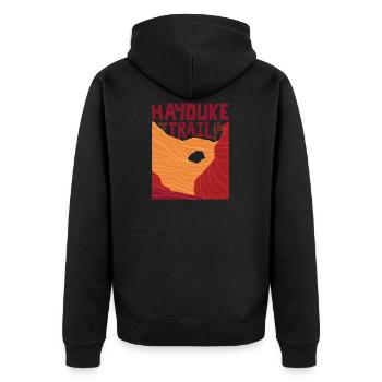 Hayduke Trail - Utah to Arizona - Unisex Premium Bio Zip Hoodie - Schwarz - Hinten - Nico (187cm)