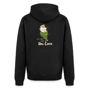 Unicorn unicorn uni-corn - Unisex Premium Organic Zip Hoodie - black - Back - Nico (187cm)