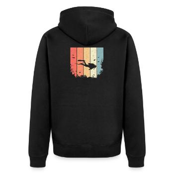 Vintage diver diving - Unisex Premium Organic Zip Hoodie - black - Back - Nico (187cm)