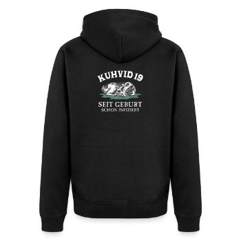 Corona Covid Kuh Landwirtschaft - Unisex Premium Bio Zip Hoodie - Schwarz - Hinten - Nico (187cm)